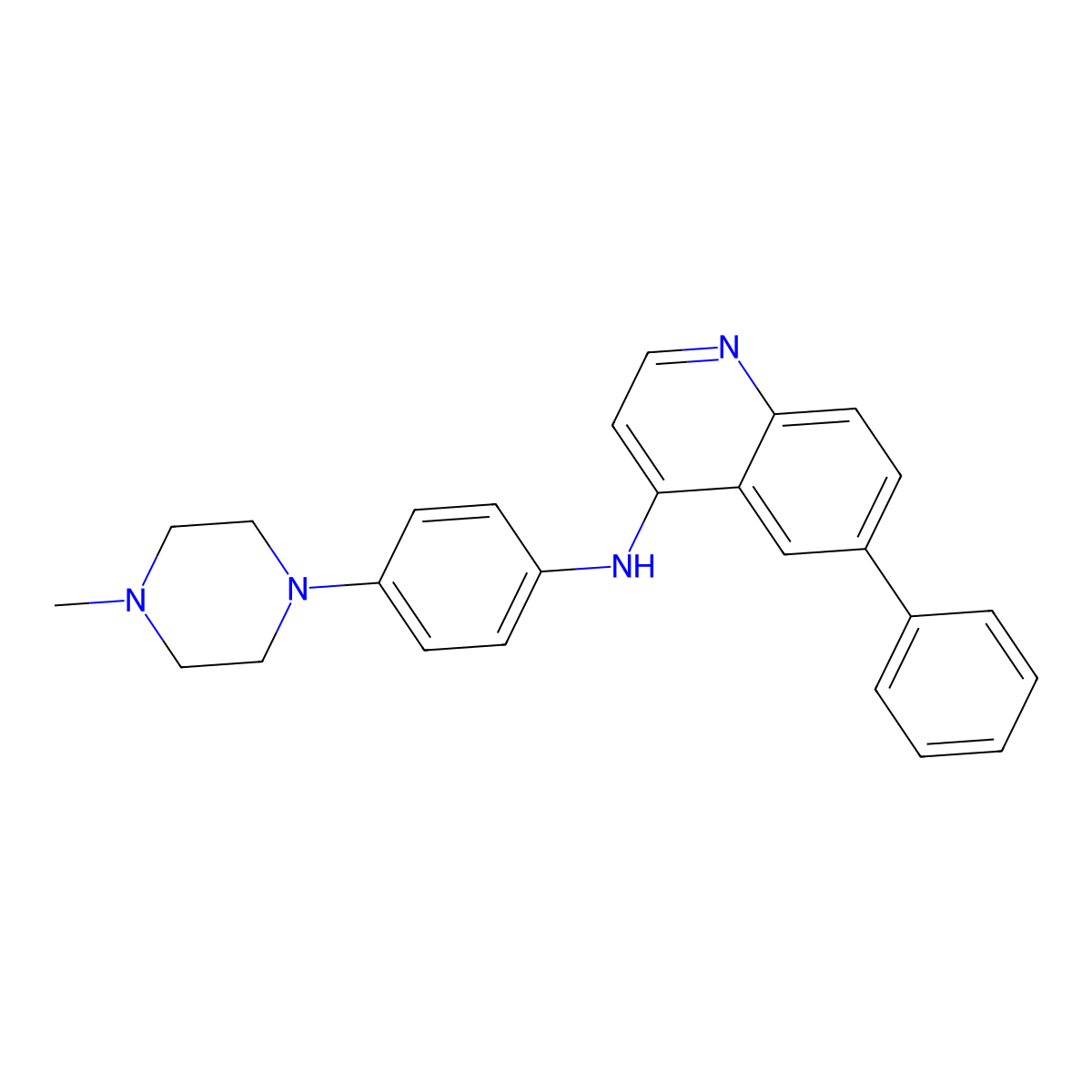 N-[4-(4-methylpiperazin-1-yl)phenyl]-6-phenylquinolin-4-amine molecular structure, CAS 144653-43-0