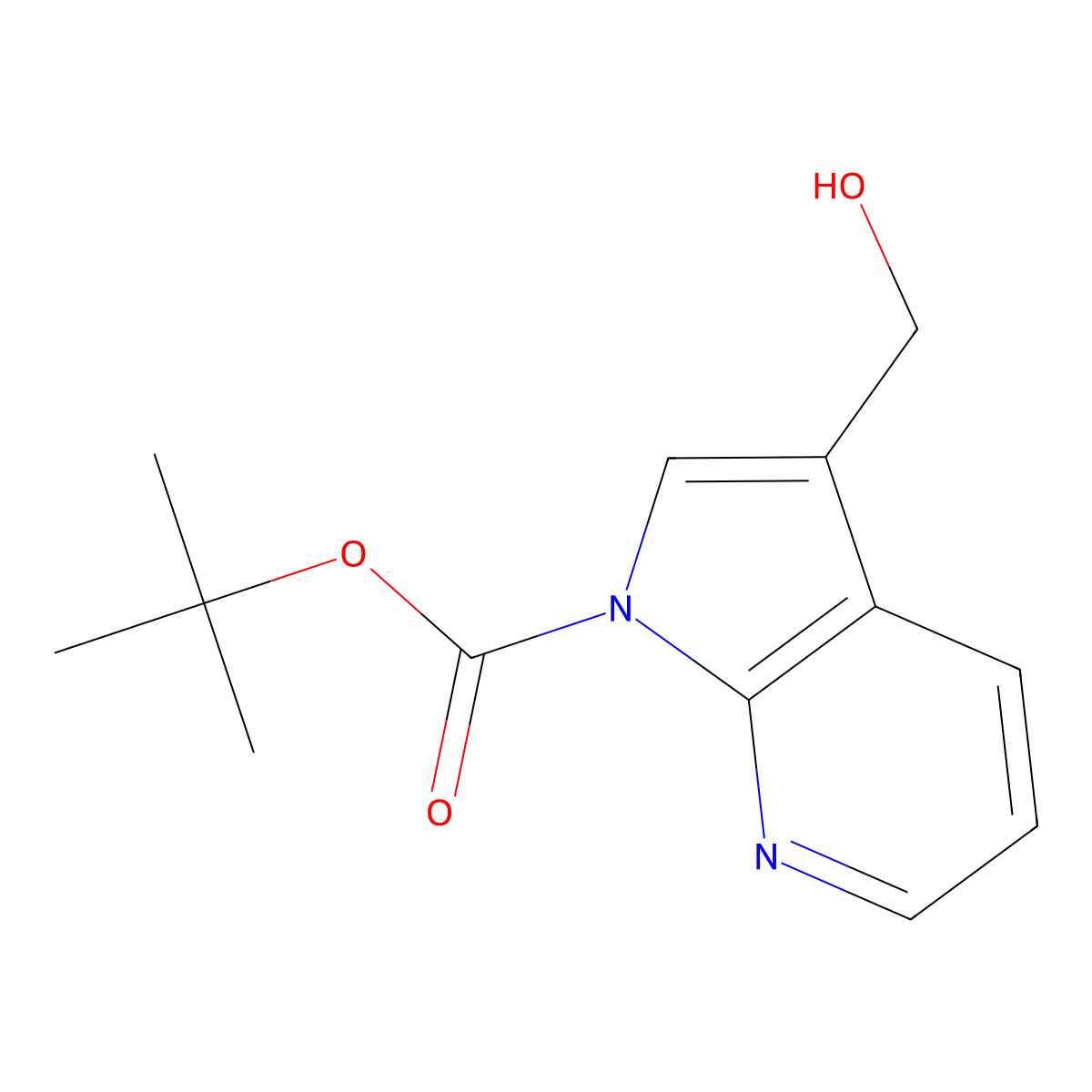 tert-Butyl 3-(hydroxymethyl)-1H-pyrrolo(2,3-b)pyridine-1-carboxylate molecular structure, CAS 144657-67-0