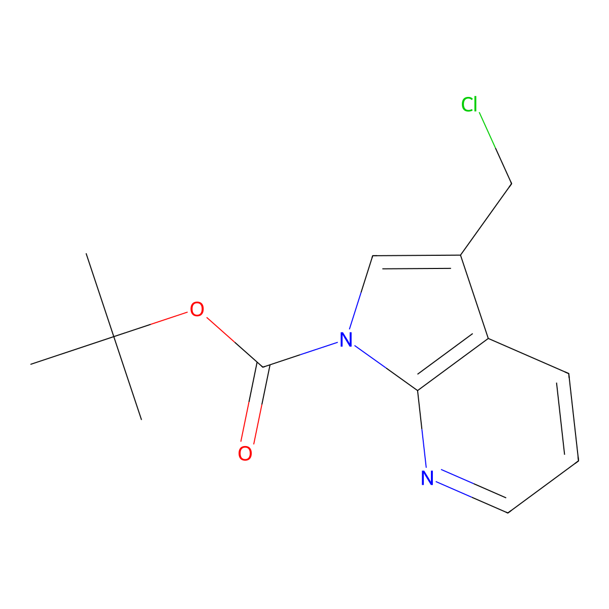 tert-Butyl 3-(chloromethyl)-1H-pyrrolo[2,3-b]pyridine-1-carboxylate molecular structure, CAS 144657-68-1