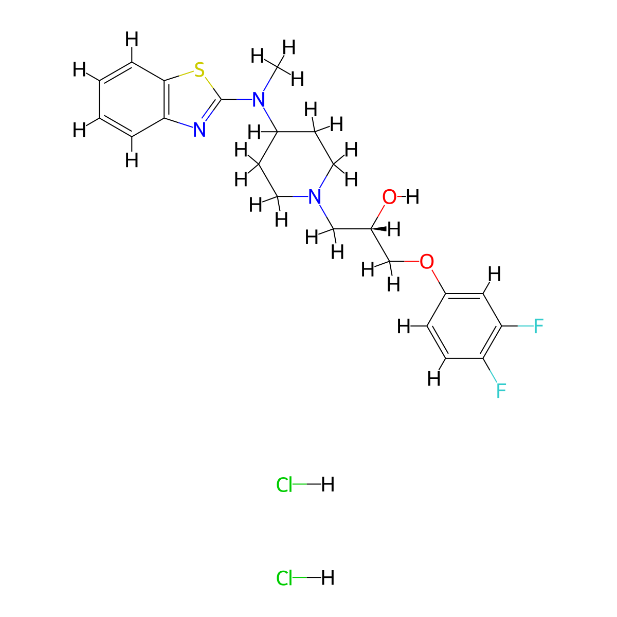 Lubeluzole dihydrochloride molecular structure, CAS 144665-09-8