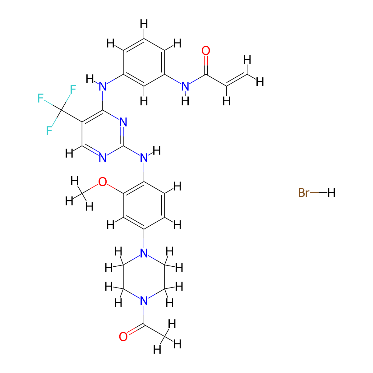 Rociletinib hydrobromide molecular structure, CAS 1446700-26-0