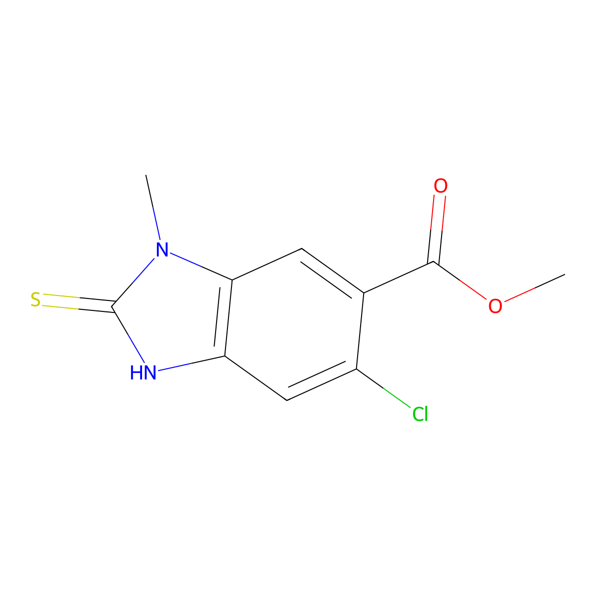Methyl 5-chloro-2-mercapto-1-methyl-1H-benzo[d]imidazole-6-carboxylate molecular structure, CAS 1446718-16-6