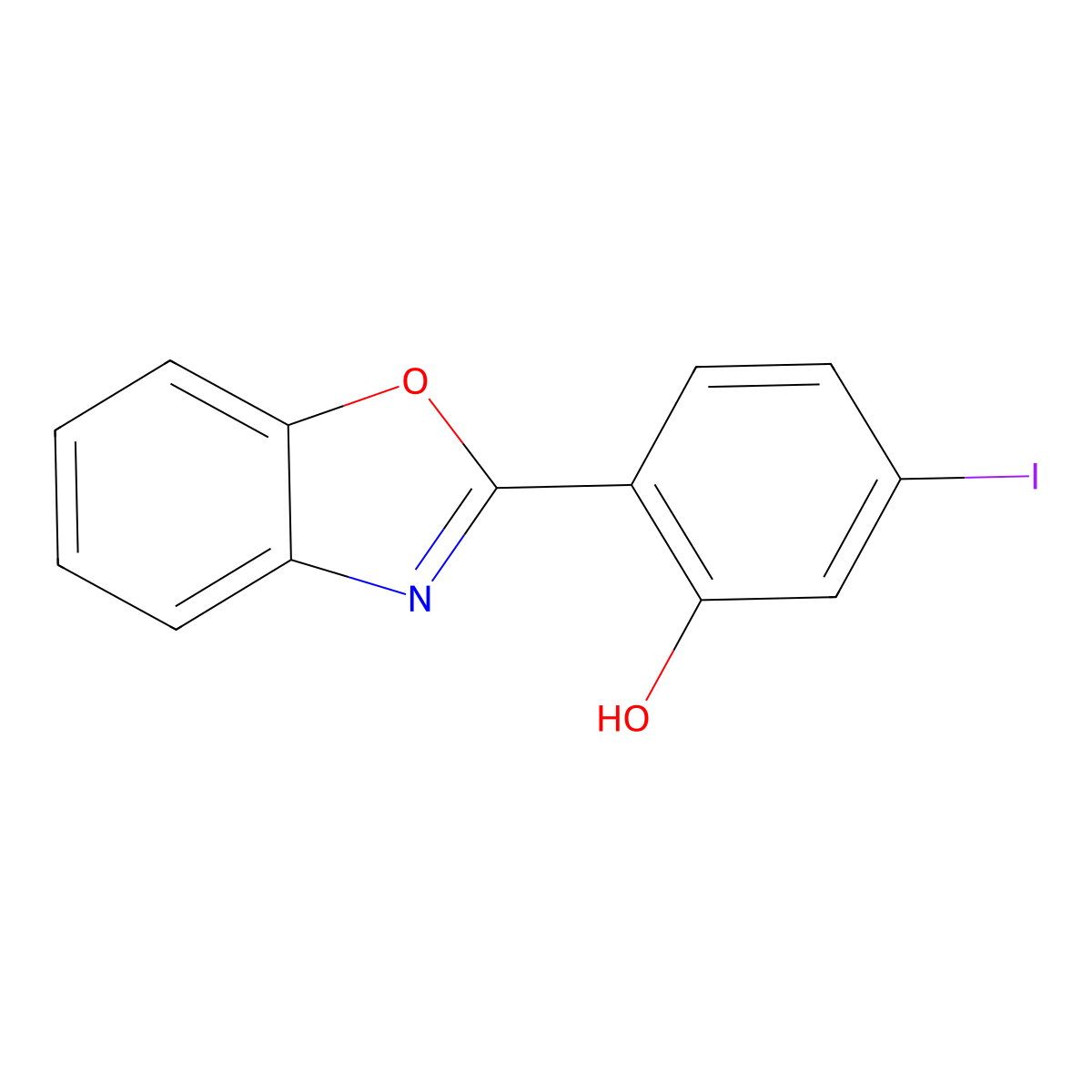 2-(Benzo[d]oxazol-2-yl)-5-iodophenol molecular structure, CAS 1446747-35-8