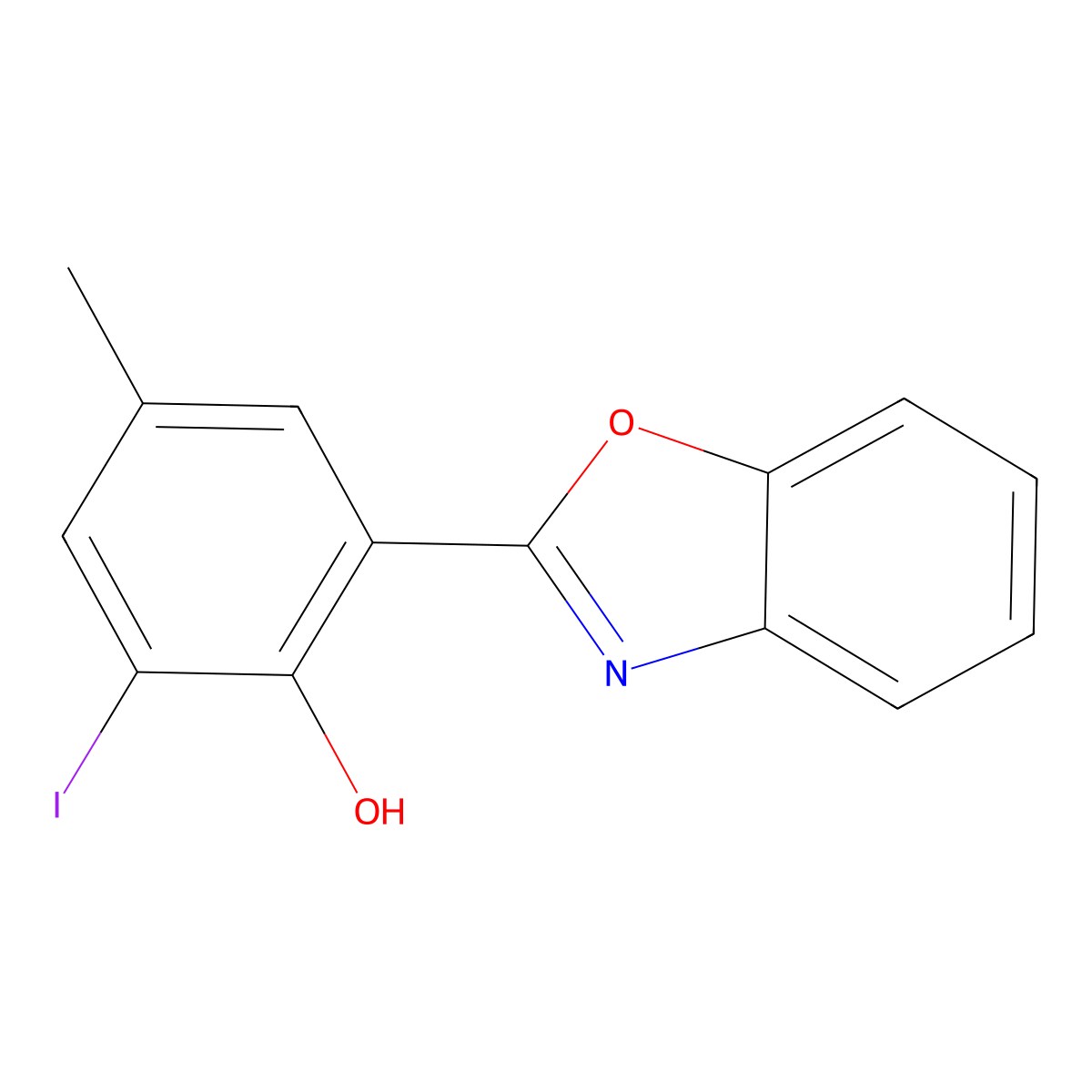 2-(Benzo[d]oxazol-2-yl)-6-iodo-4-methylphenol molecular structure, CAS 1446747-37-0