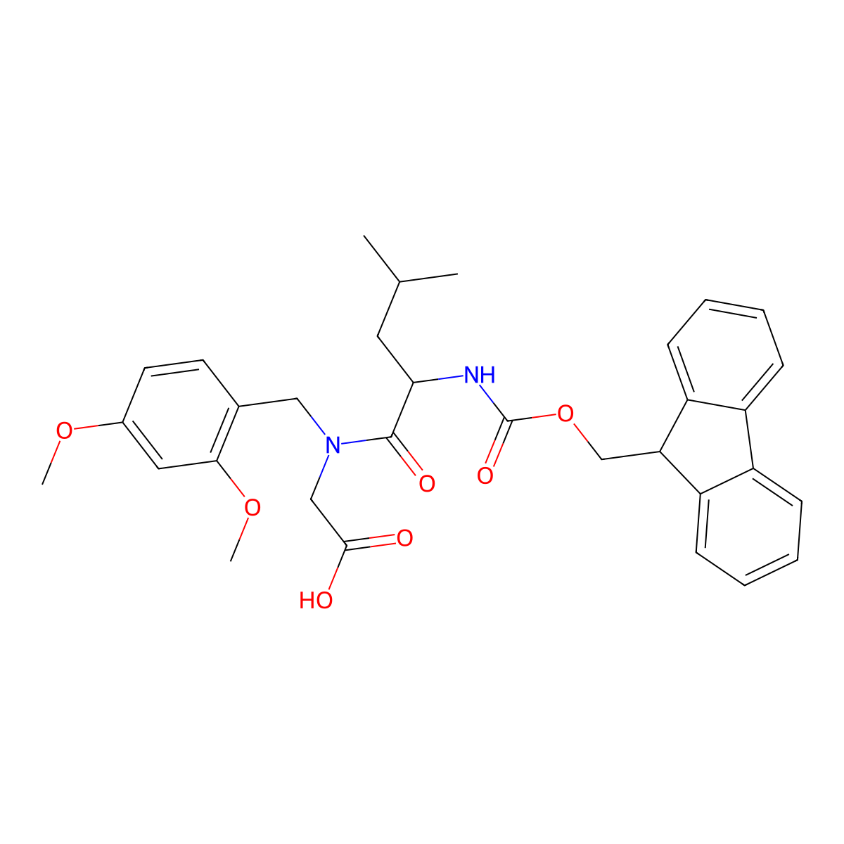 Fmoc-Leu-(Dmb)Gly-OH molecular structure, CAS 1446752-61-9