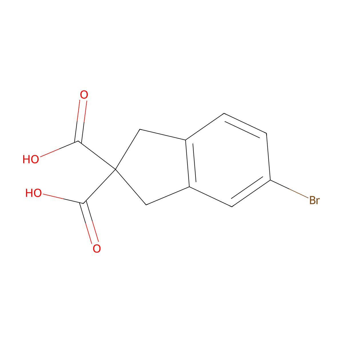 5-bromo-2,3-dihydro-1H-indene-2,2-dicarboxylic acid molecular structure, CAS 1446757-57-8