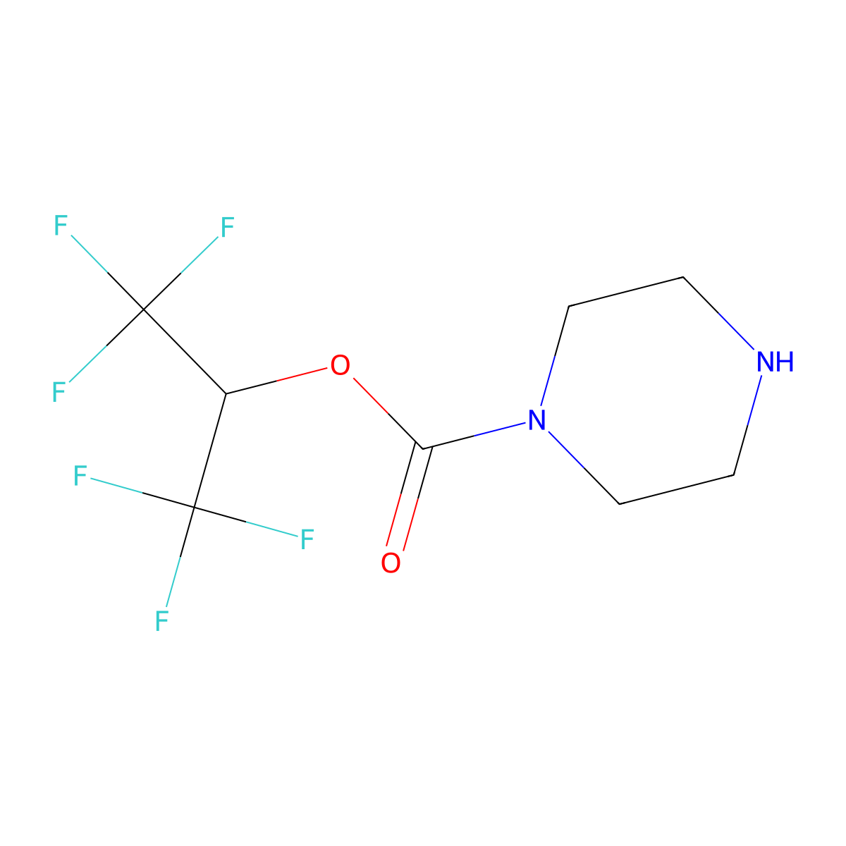 1,1,1,3,3,3-Hexafluoropropan-2-yl piperazine-1-carboxylate molecular structure, CAS 1446758-21-9