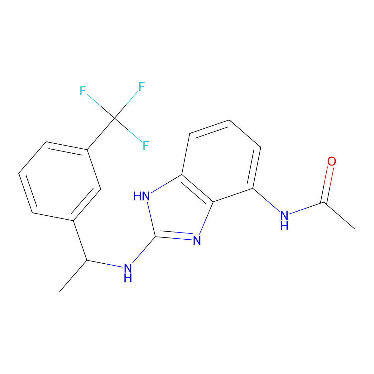 N-[2-[[(1R)-1-[3-(trifluoromethyl)phenyl]ethyl]amino]-1H-benzimidazol-4-yl]acetamide molecular structure, CAS 1446770-54-2