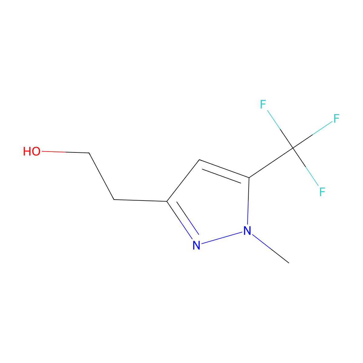 2-(1-Methyl-5-(trifluoromethyl)-1H-pyrazol-3-yl)ethanol molecular structure, CAS 1446786-29-3
