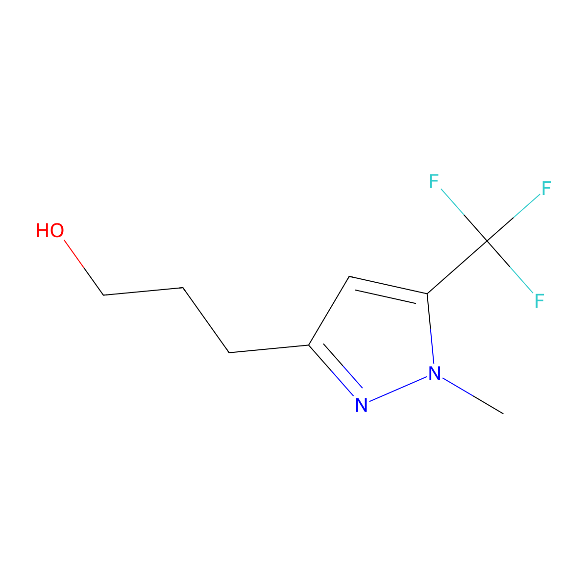 3-(1-Methyl-5-(trifluoromethyl)-1H-pyrazol-3-yl)propan-1-ol molecular structure, CAS 1446786-30-6