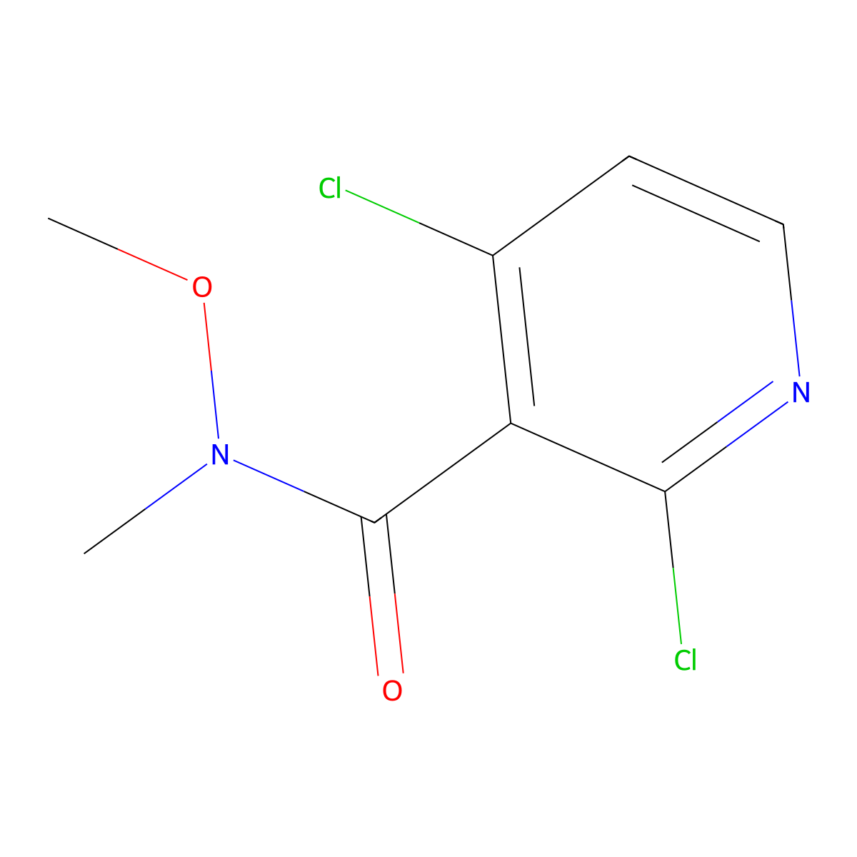 2,4-dichloro-N-methoxy-N-methylpyridine-3-carboxamide molecular structure, CAS 1446786-37-3