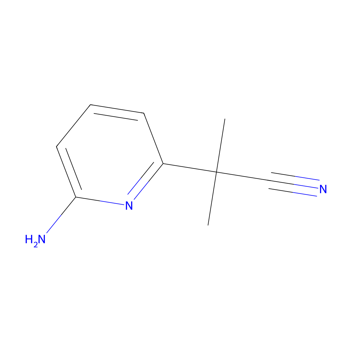 2-(6-Aminopyridin-2-yl)-2-methylpropanenitrile molecular structure, CAS 1446793-19-6