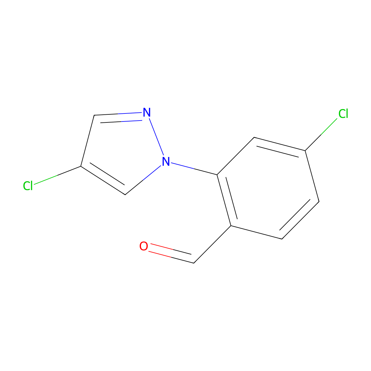 4-Chloro-2-(4-chloro-1H-pyrazol-1-yl)benzaldehyde molecular structure, CAS 1446818-99-0