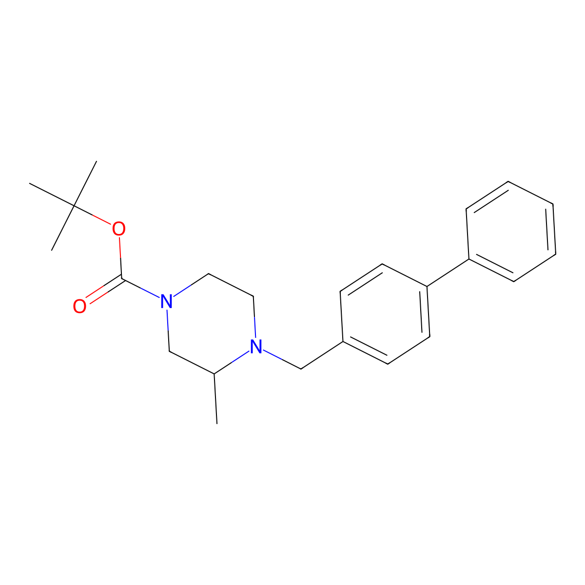Tert-butyl 3-methyl-4-[(4-phenylphenyl)methyl]piperazine-1-carboxylate molecular structure, CAS 1446819-37-9