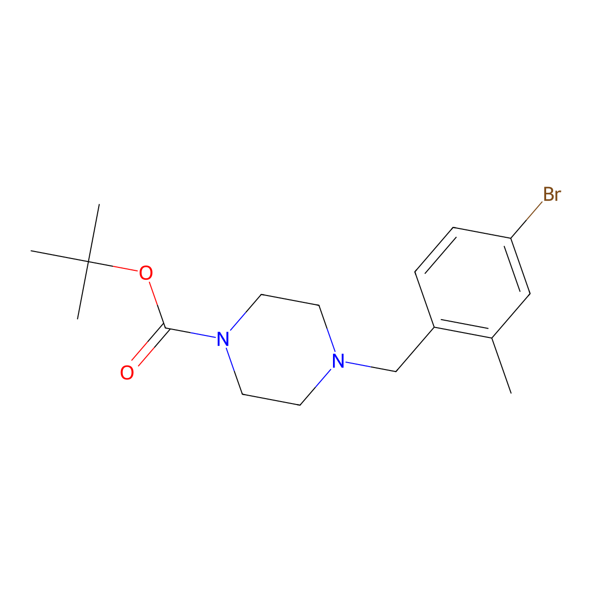 Tert-butyl 4-[(4-bromo-2-methylphenyl)methyl]piperazine-1-carboxylate molecular structure, CAS 1446819-44-8
