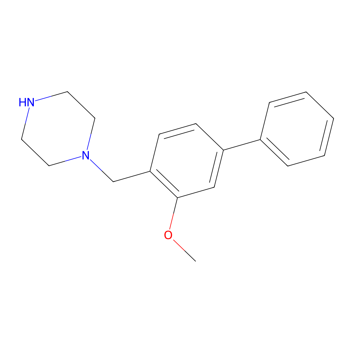 1-((3-Methoxy-[1,1'-biphenyl]-4-yl)methyl)piperazine molecular structure, CAS 1446819-48-2
