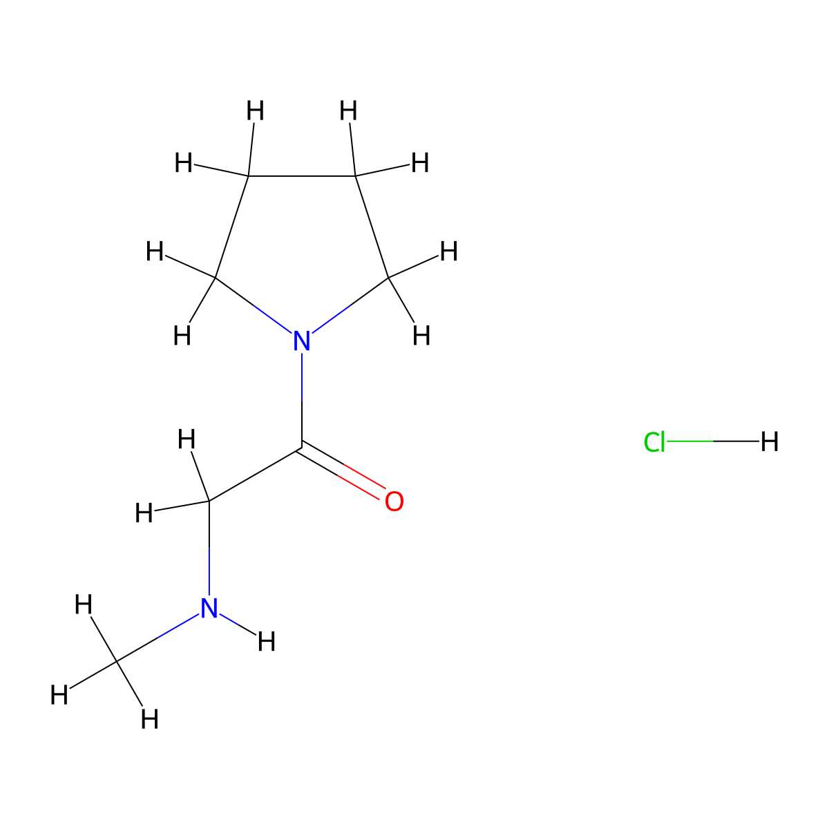 2-(Methylamino)-1-(pyrrolidin-1-yl)ethan-1-one--hydrogen chloride (1/1) molecular structure, CAS 144685-61-0