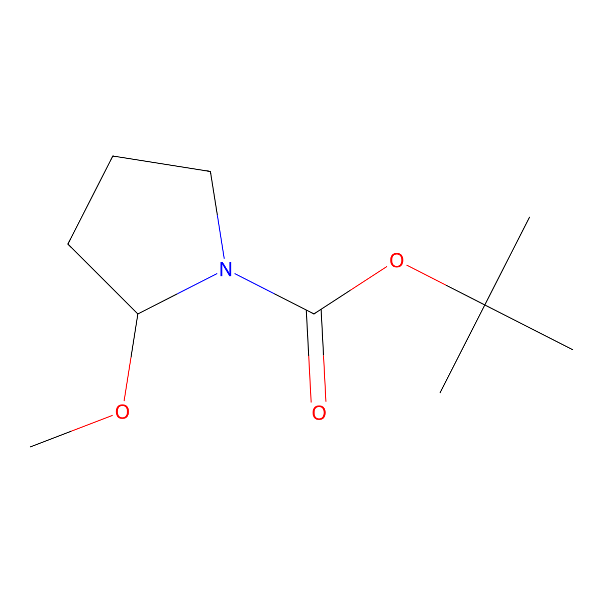 Tert-butyl 2-methoxypyrrolidine-1-carboxylate molecular structure, CAS 144688-69-7