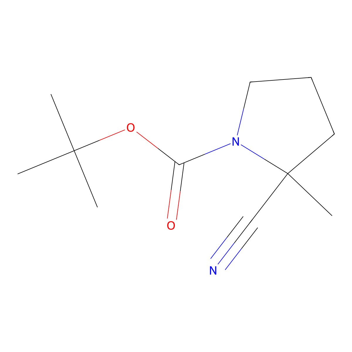 Tert-butyl 2-cyano-2-methylpyrrolidine-1-carboxylate molecular structure, CAS 144688-73-3