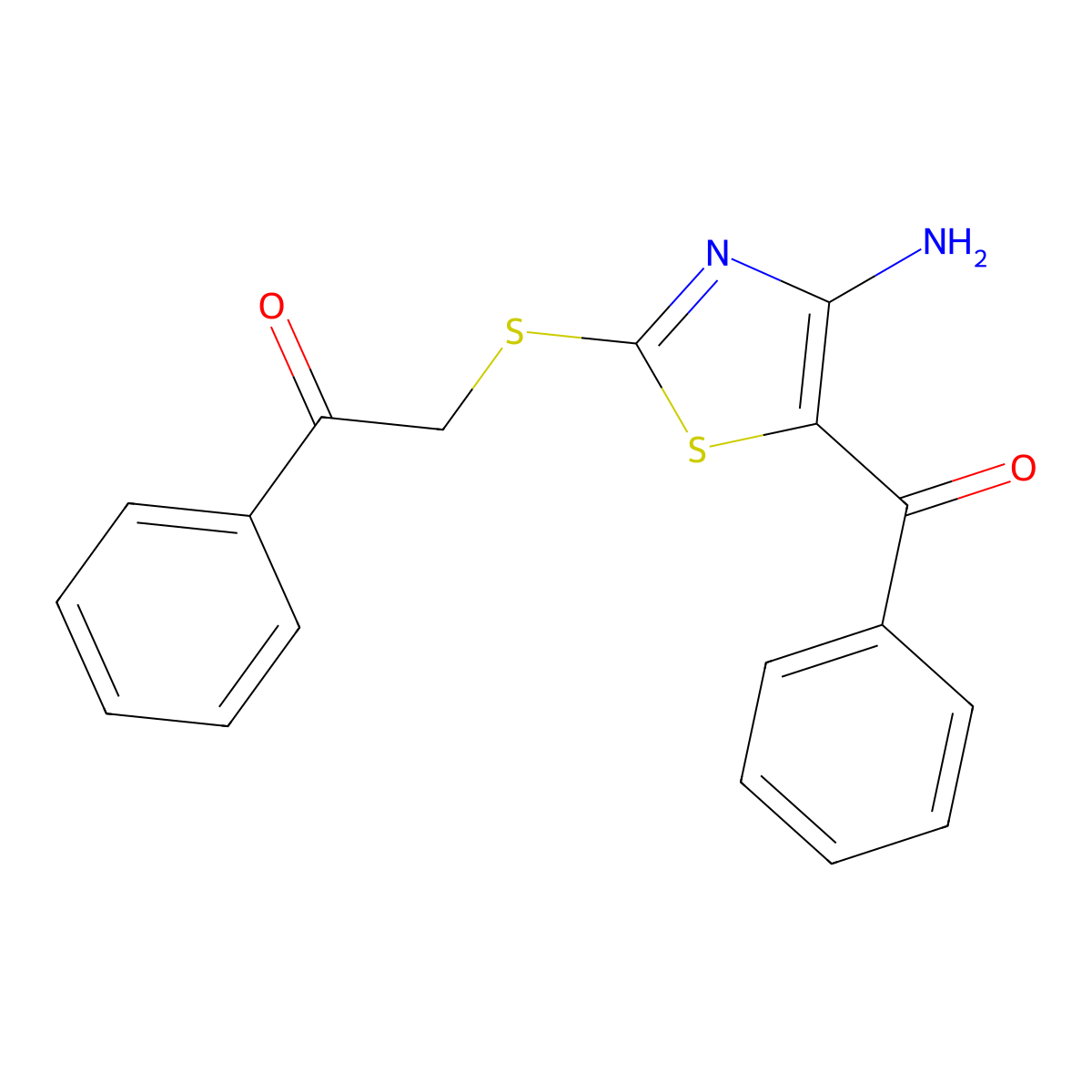 2-(4-Amino-5-benzoyl-thiazol-2-ylsulfanyl)-1-phenyl-ethanone molecular structure, CAS 14469-20-6