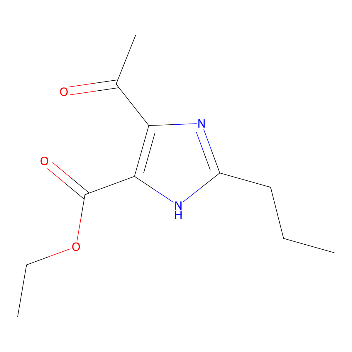 ethyl 4-acetyl-2-propyl-1H-imidazole-5-carboxylate molecular structure, CAS 144690-07-3