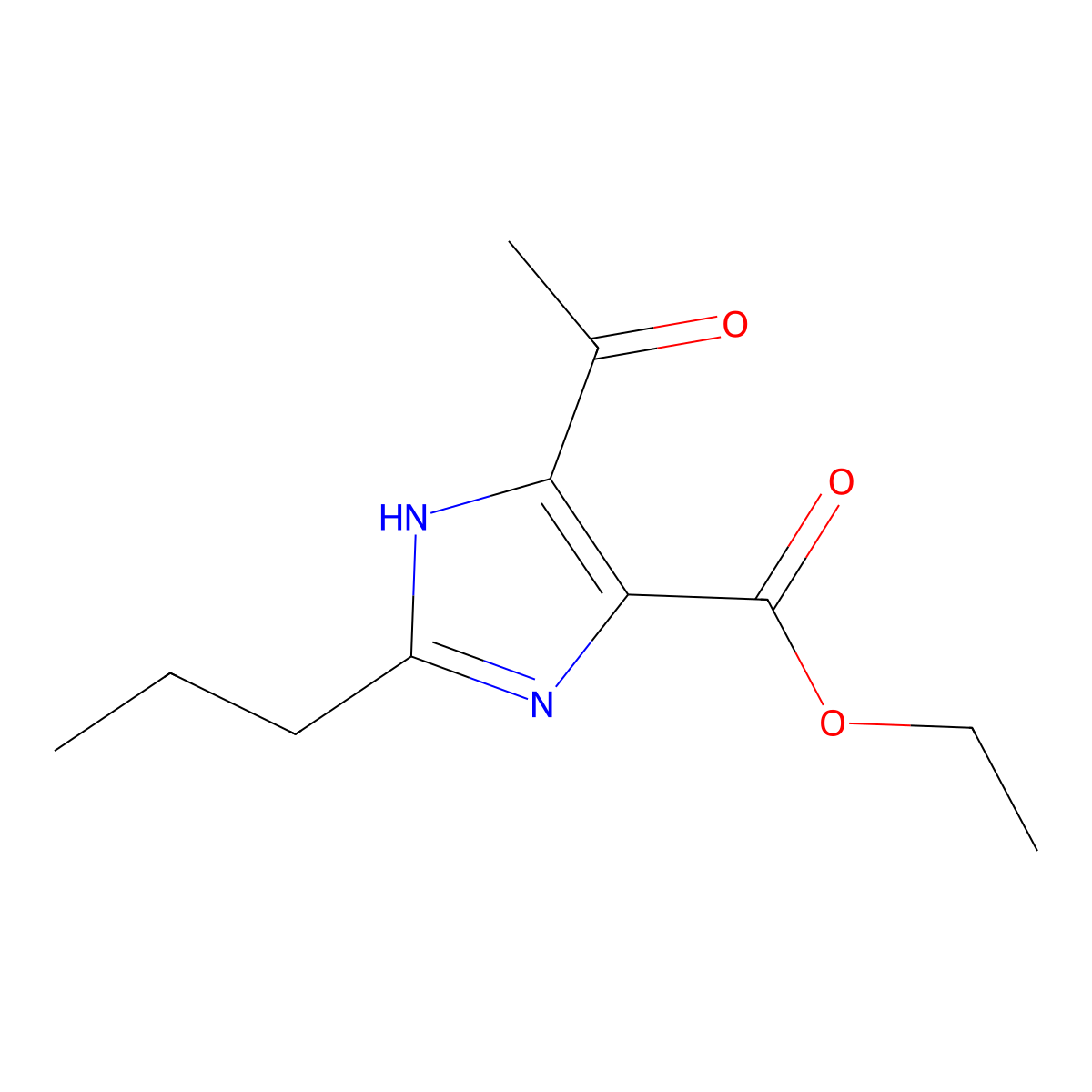 ethyl 4-acetyl-2-propyl-1H-imidazole-5-carboxylate molecular structure, CAS 144690-07-3