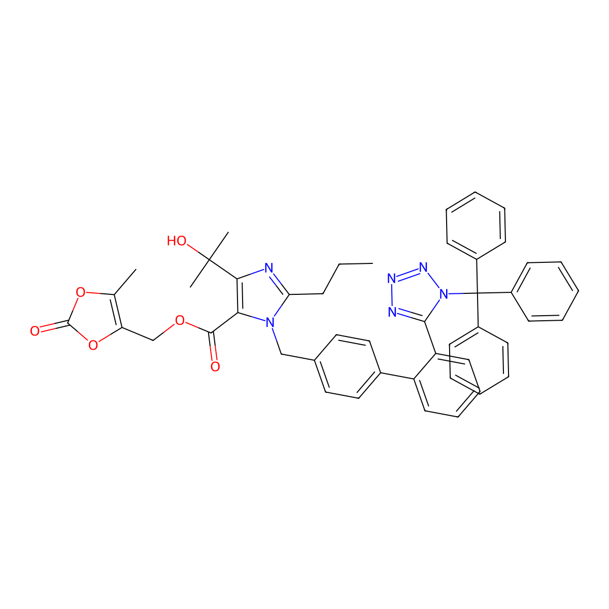 Tritylolmesartan medoxomil molecular structure, CAS 144690-92-6