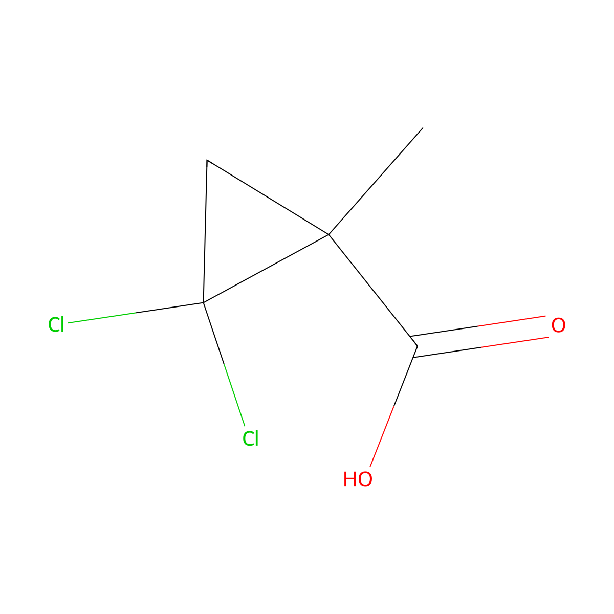 2,2-Dichloro-1-methylcyclopropanecarboxylic acid molecular structure, CAS 1447-14-9