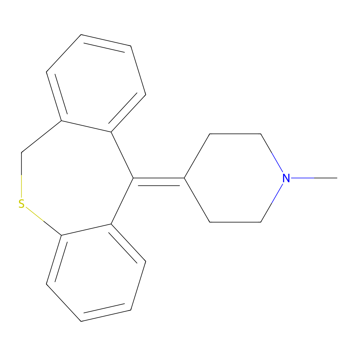 Piperidine, 4-(dibenzo(b,e)thiepin-6(11H)-ylidene)-1-methyl-, hydrochloride molecular structure, CAS 1447-70-7