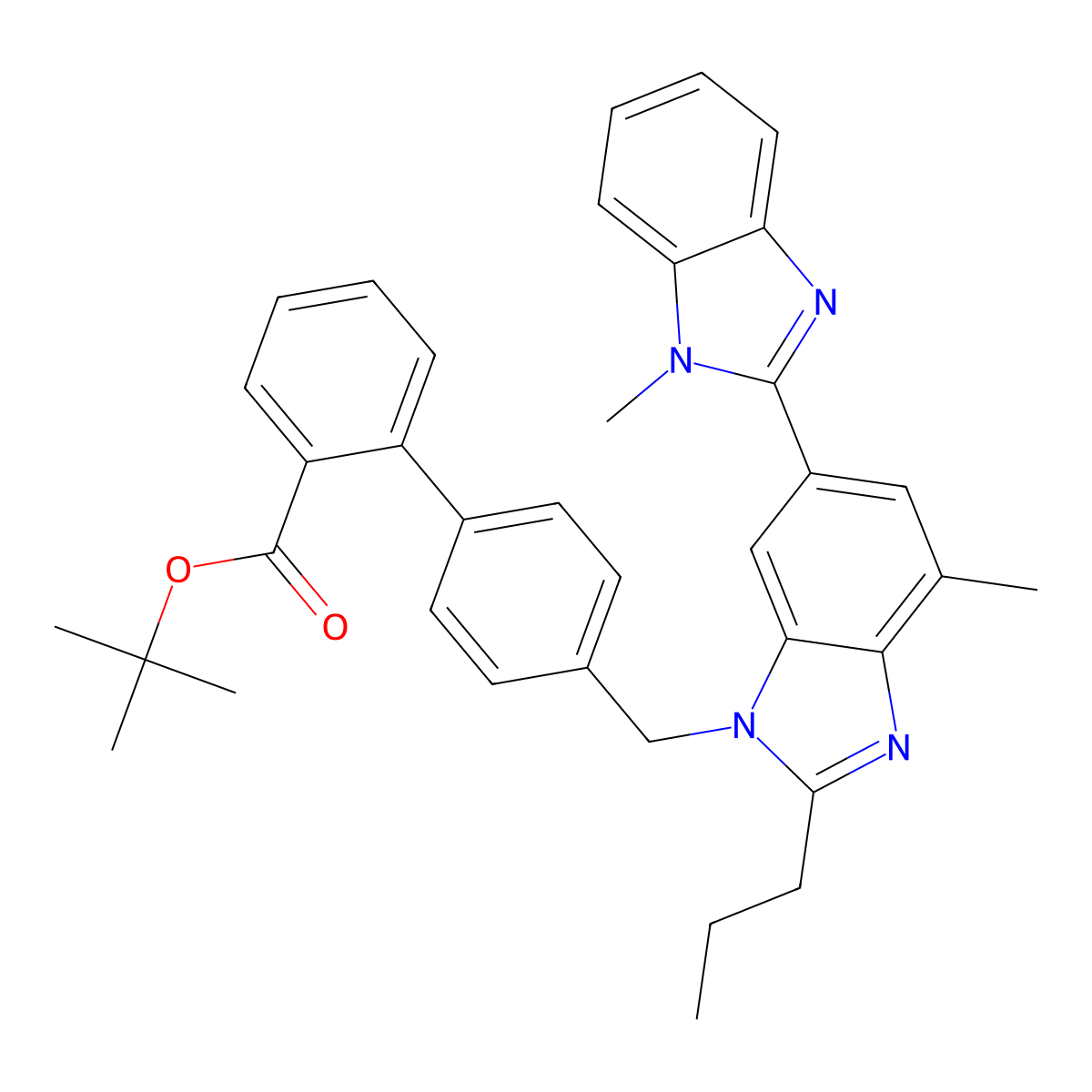 Telmisartan tert-butyl ester molecular structure, CAS 144702-26-1