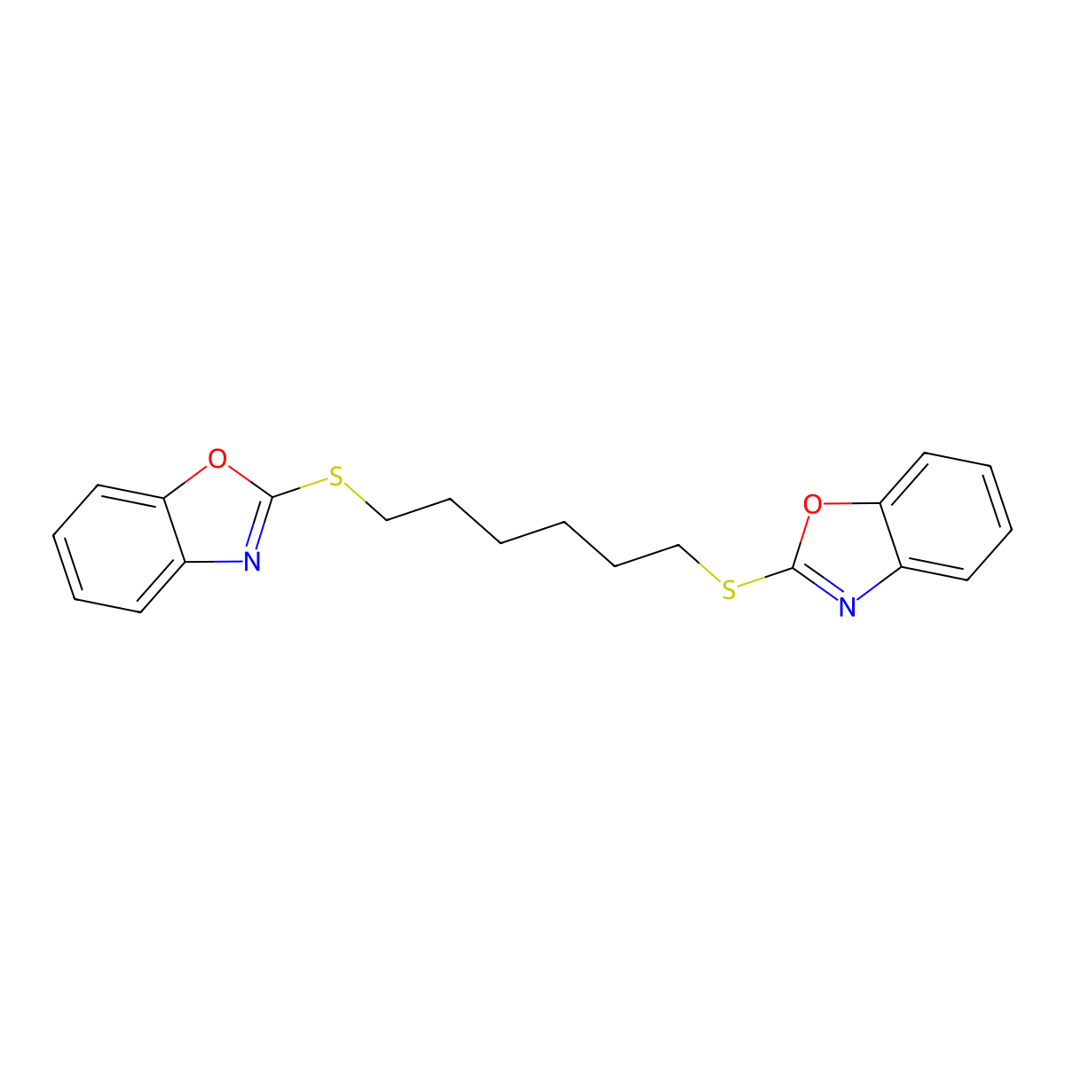 1,6-Bis(benzo[d]oxazol-2-ylthio)hexane molecular structure, CAS 144705-27-1