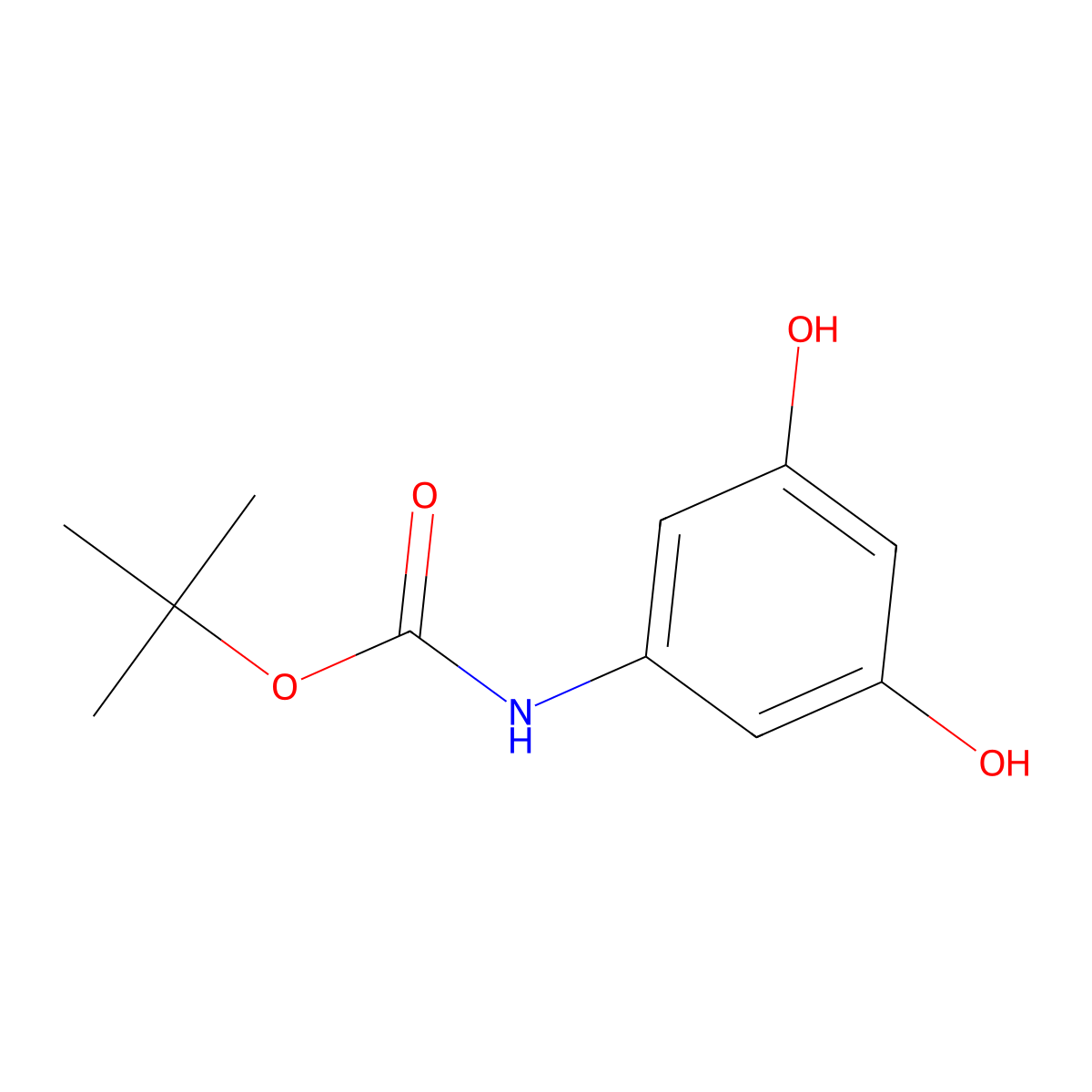 tert-butyl N-(3,5-dihydroxyphenyl)carbamate molecular structure, CAS 1447052-83-6