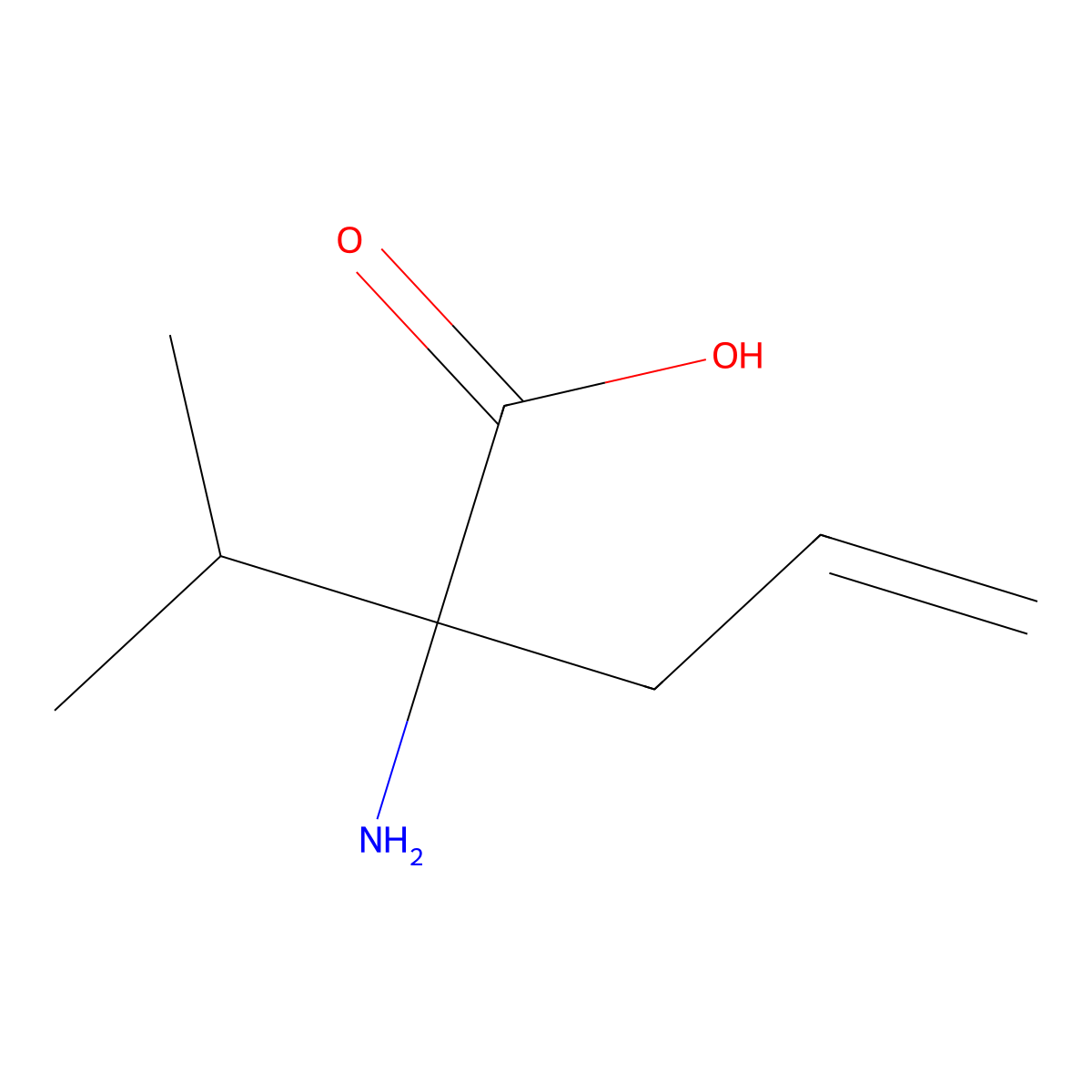 (2S)-2-amino-2-(propan-2-yl)pent-4-enoic acid molecular structure, CAS 1447109-59-2