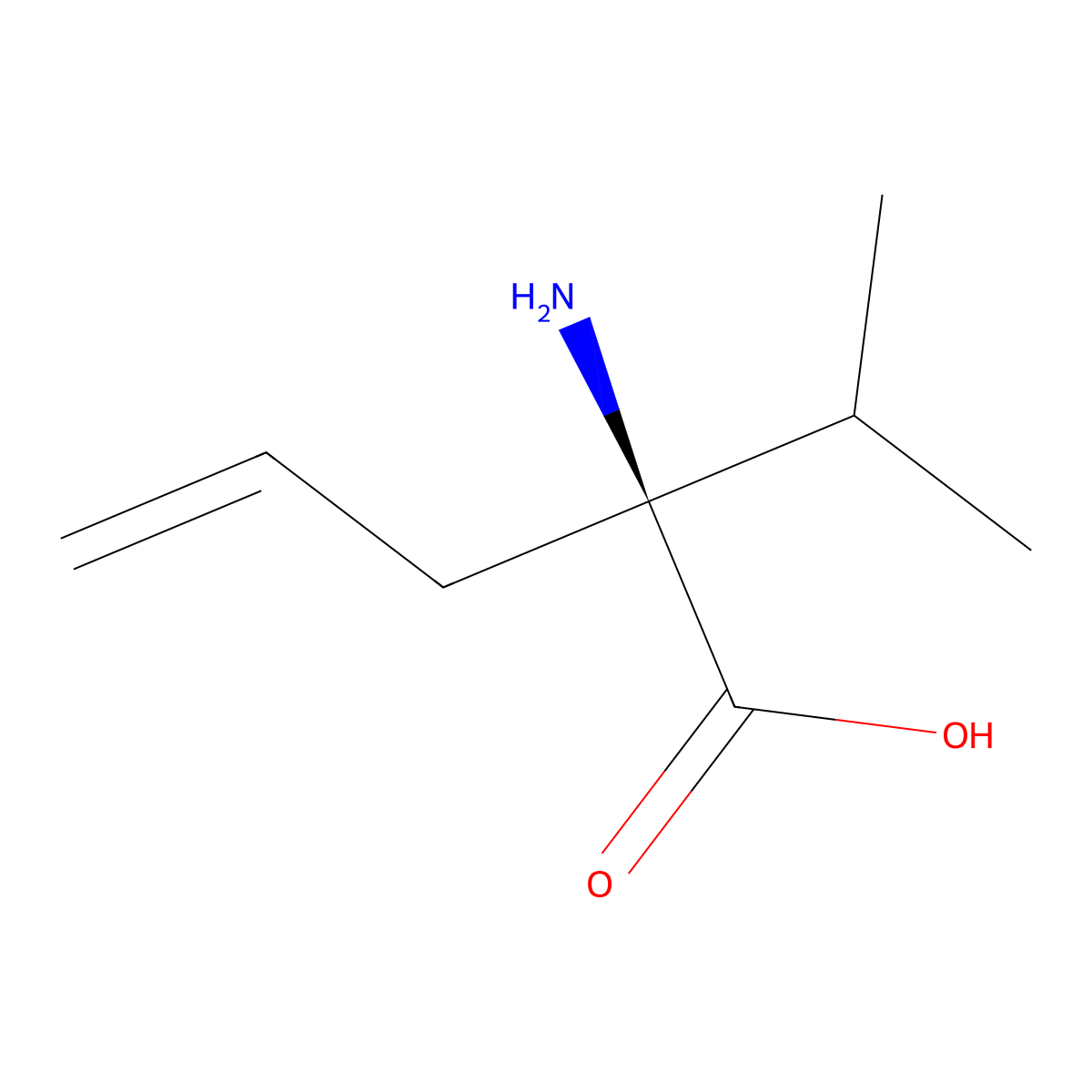(2S)-2-amino-2-(propan-2-yl)pent-4-enoic acid molecular structure, CAS 1447109-59-2