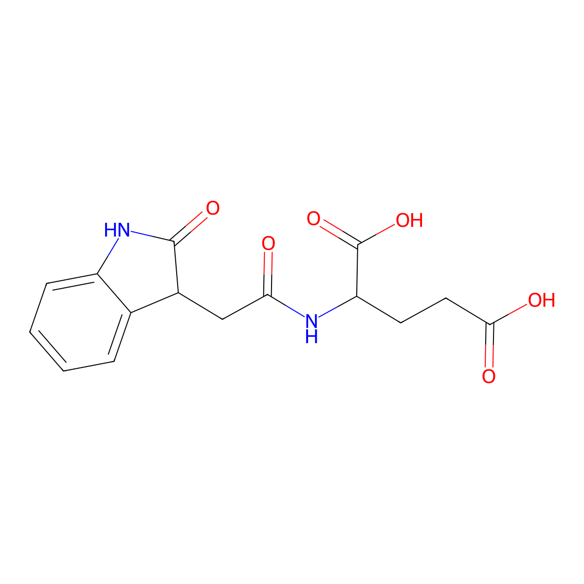(2-(2-Oxoindolin-3-yl)acetyl)-L-glutamic acid molecular structure, CAS 144722-82-7