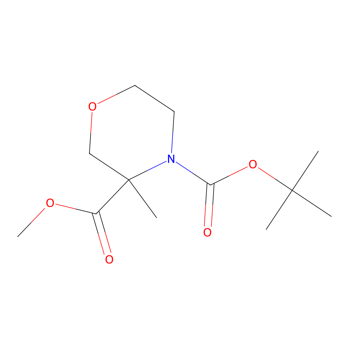 Methyl N-Boc-3-methylmorpholine-3-carboxylate molecular structure, CAS 1447240-83-6