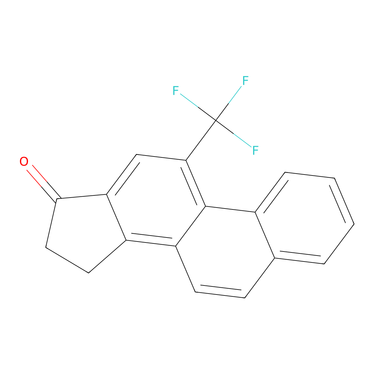 17H-Cyclopenta(a)phenanthren-17-one, 15,16-dihydro-11-(trifluoromethyl)- molecular structure, CAS 144730-01-8