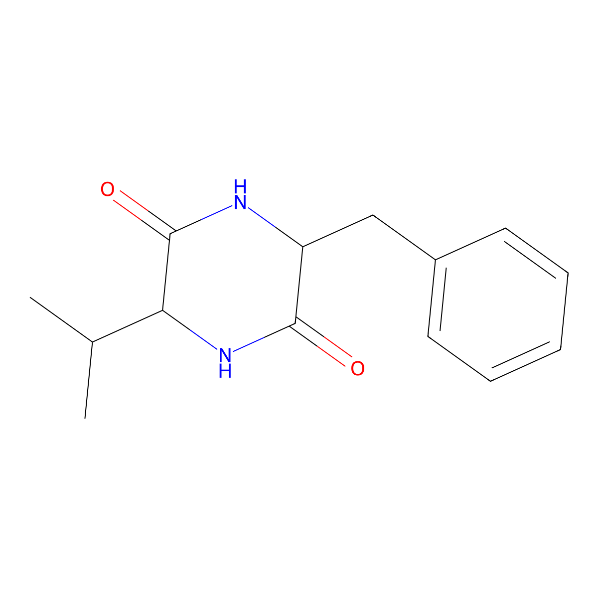 3-Benzyl-6-isopropyl-2,5-piperazinedione molecular structure, CAS 14474-71-6