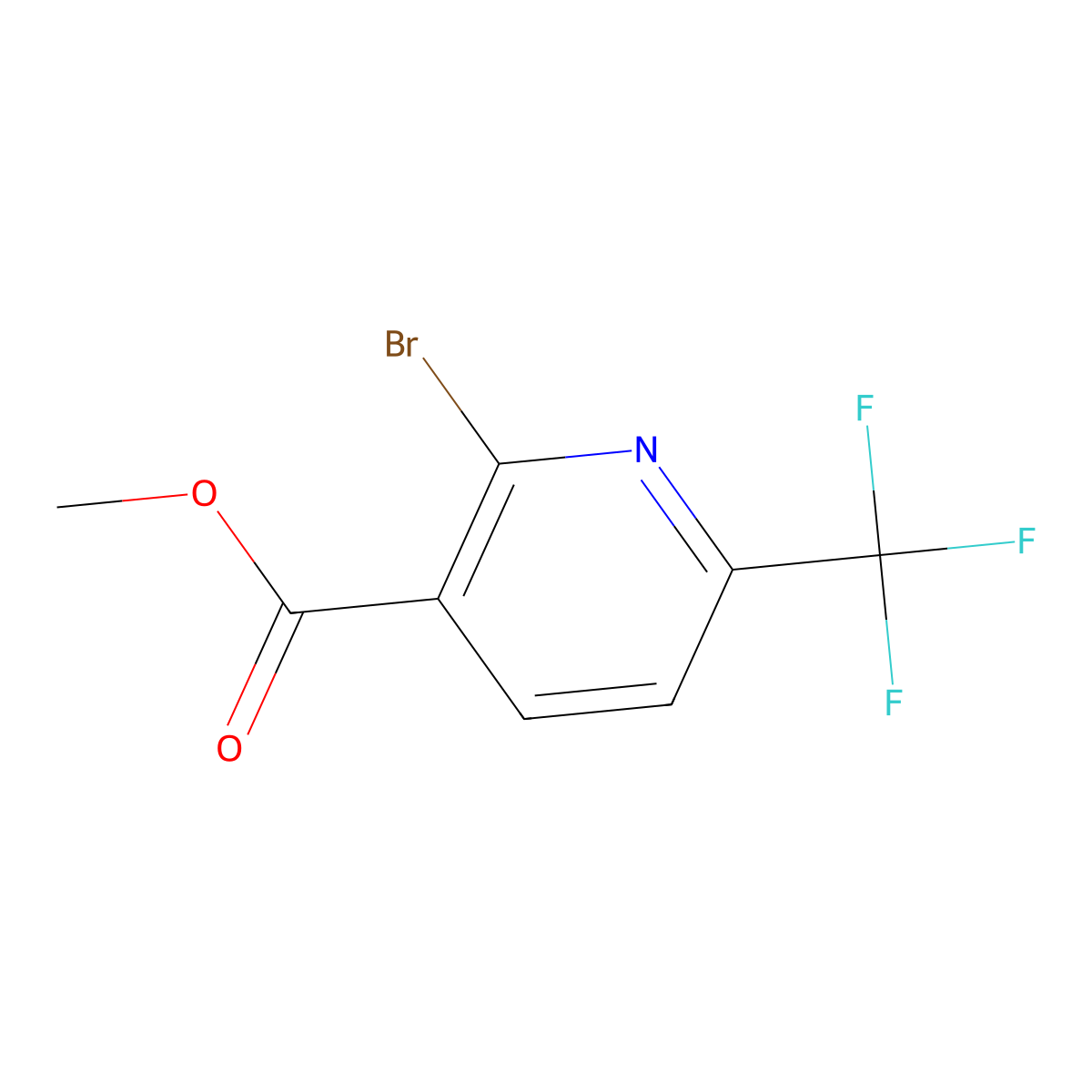 3-Pyridinecarboxylic acid, 2-bromo-6-(trifluoromethyl)-, methyl ester molecular structure, CAS 144740-56-7