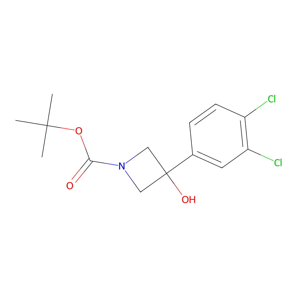 Tert-butyl 3-(3,4-dichlorophenyl)-3-hydroxyazetidine-1-carboxylate molecular structure, CAS 1447464-06-3