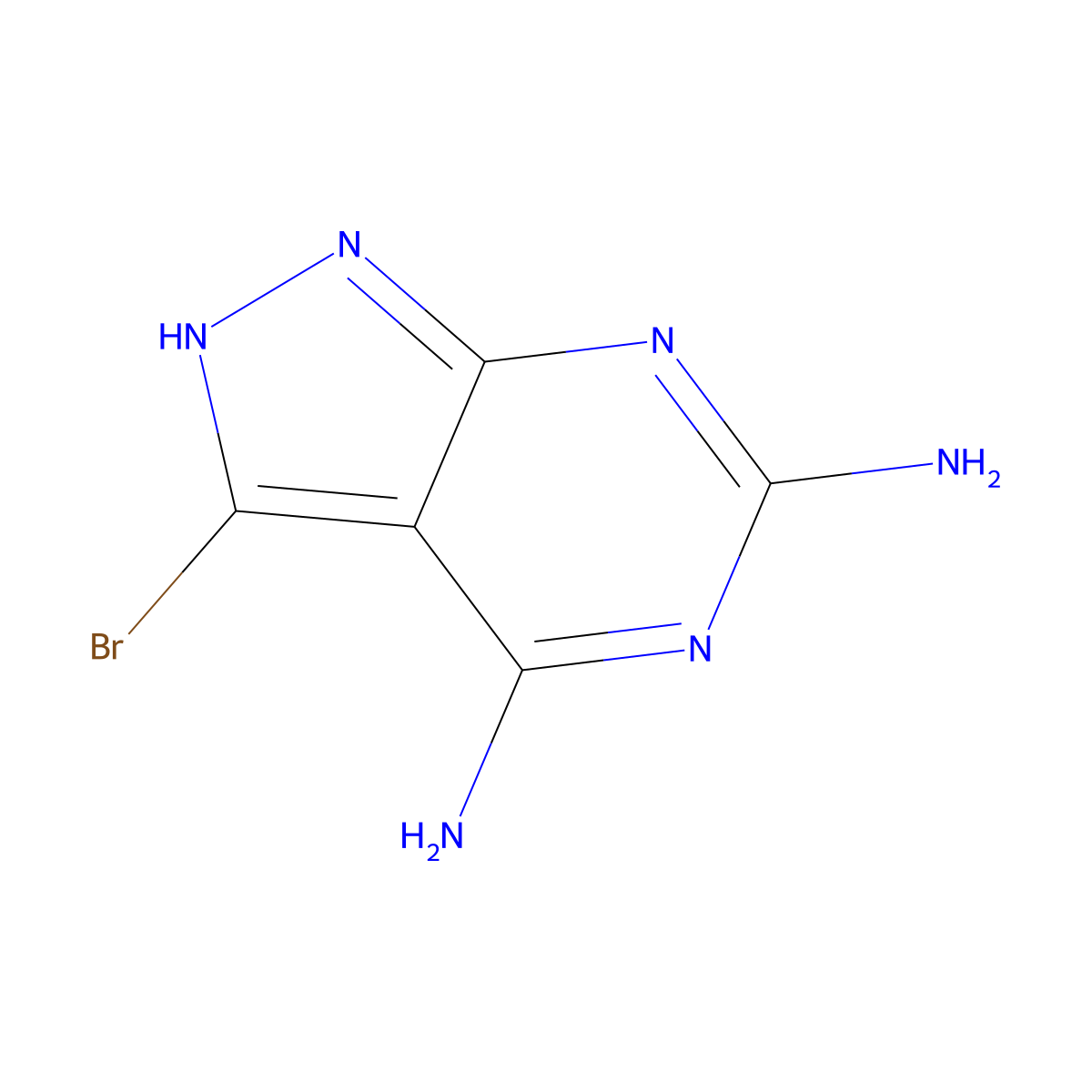 3-Bromo-1H-pyrazolo(3,4-d)pyrimidine-4,6-diamine molecular structure, CAS 144750-82-3