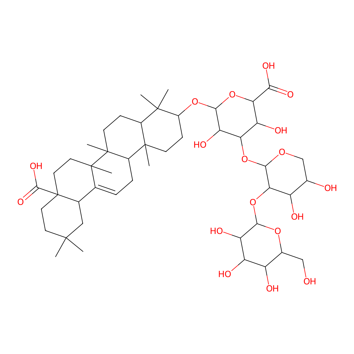 Oleanolic acid-3-O-glucosyl(1-2)xylyl(1-3)glucosiduronic acid molecular structure, CAS 1447508-78-2