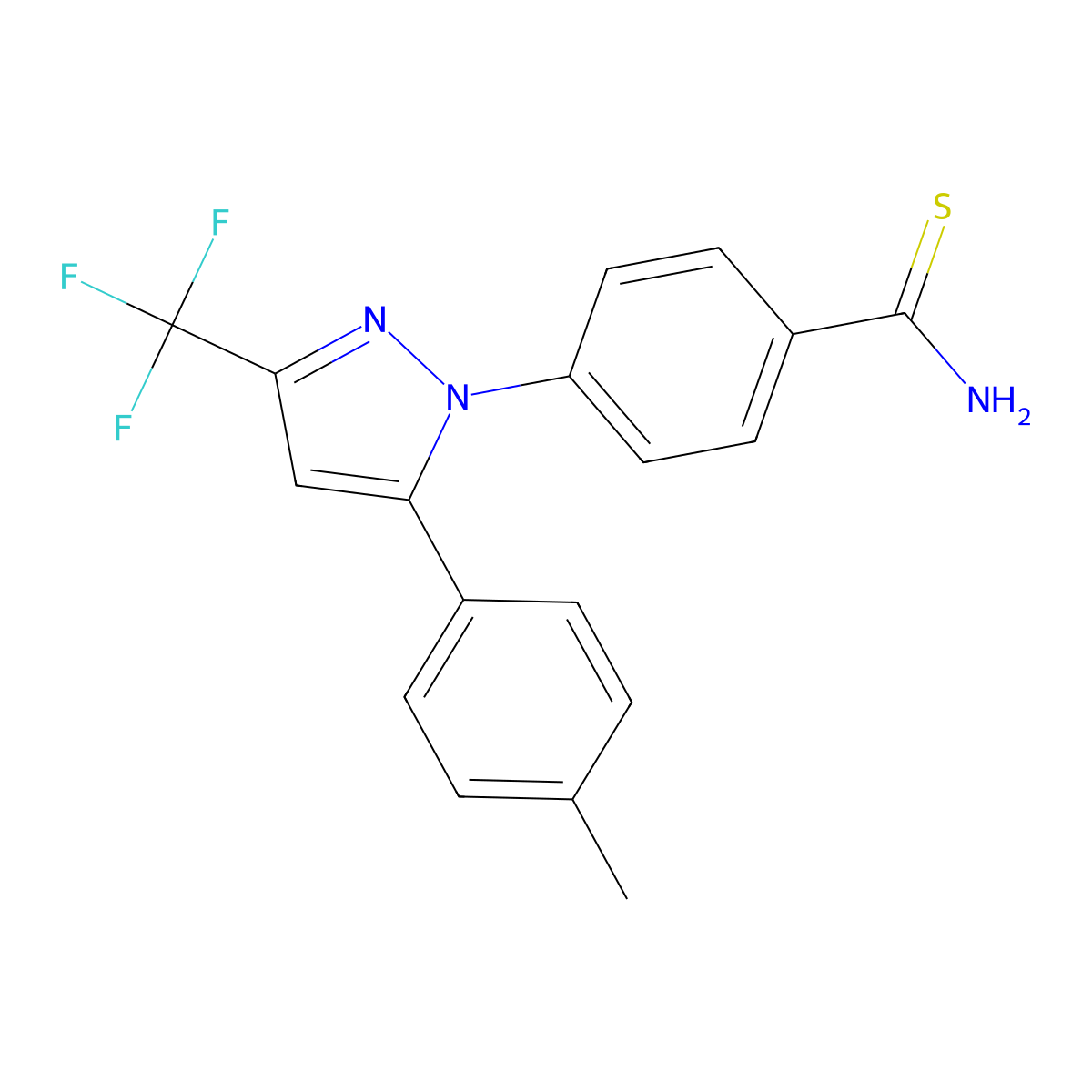 4-[5-(4-Methylphenyl)-3-(trifluoromethyl)pyrazol-1-yl]benzenecarbothioamide molecular structure, CAS 1447578-01-9