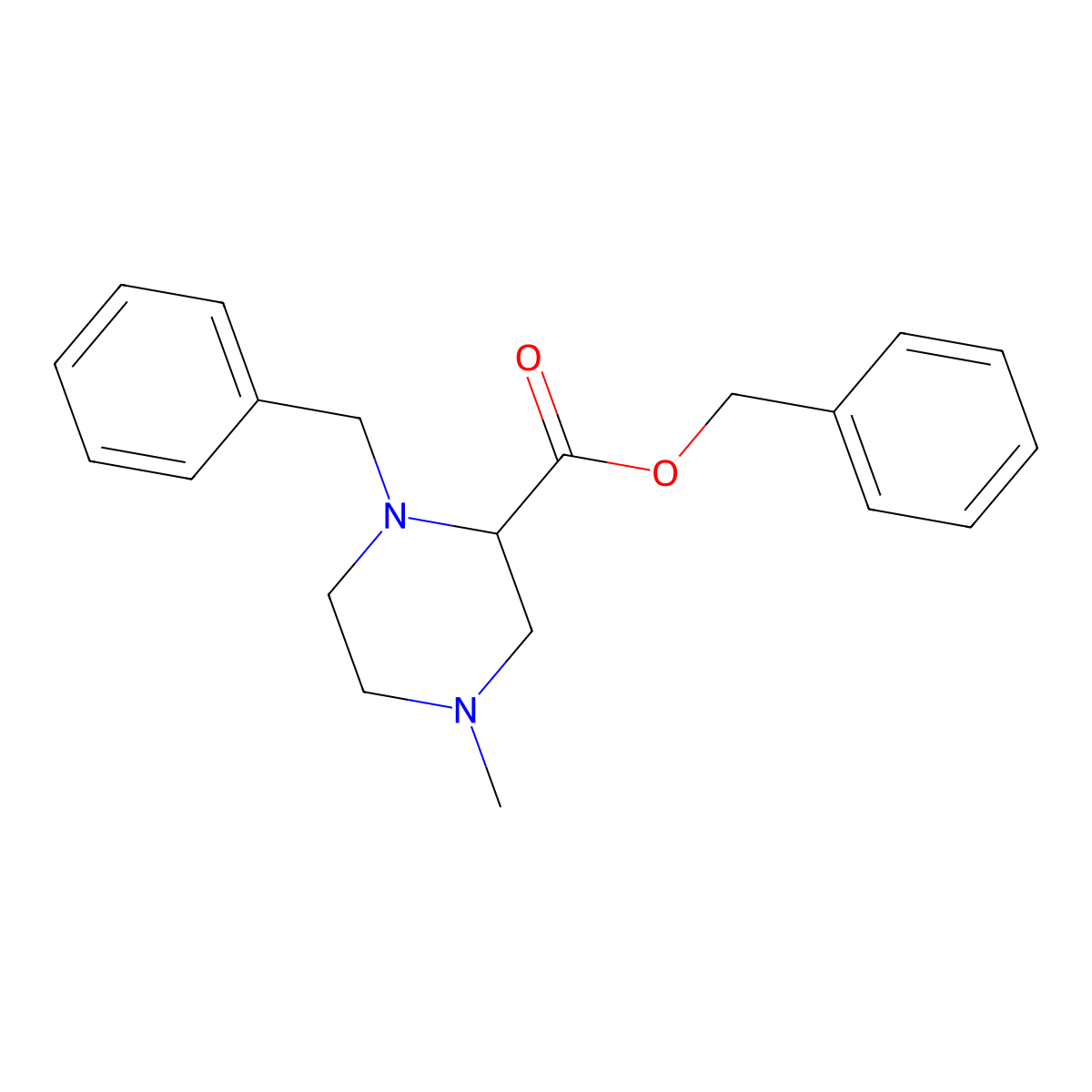 Benzyl 1-benzyl-4-methylpiperazine-2-carboxylate molecular structure, CAS 1447605-99-3