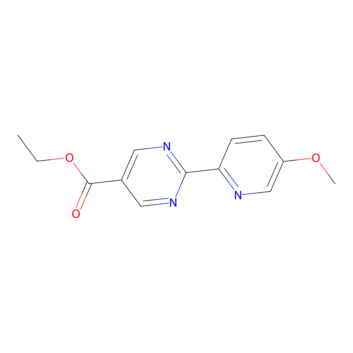 Ethyl 2-(5-methoxypyridin-2-YL)pyrimidine-5-carboxylate molecular structure, CAS 1447606-14-5