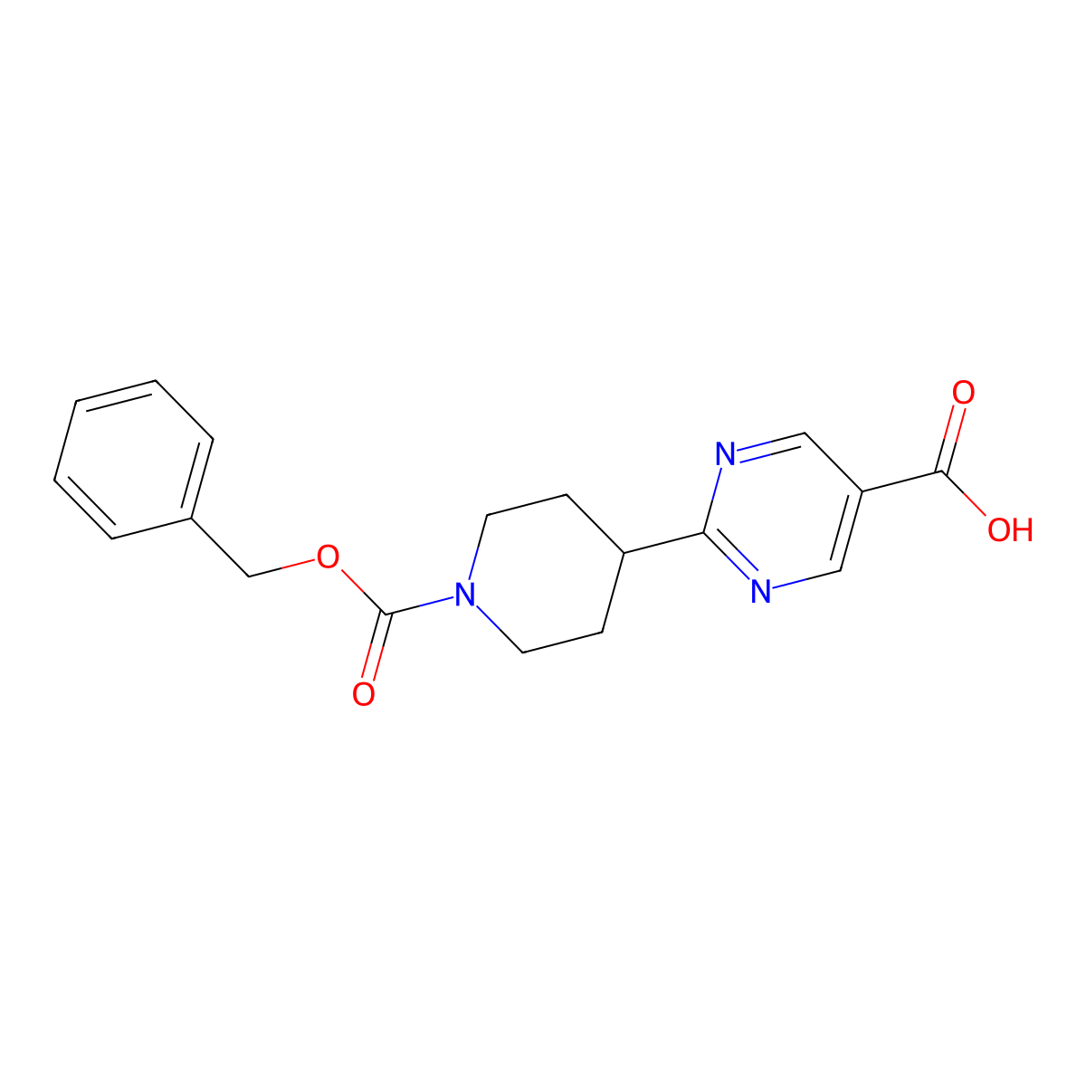 2-(1-((Benzyloxy)carbonyl)piperidin-4-YL)pyrimidine-5-carboxylic acid molecular structure, CAS 1447606-17-8