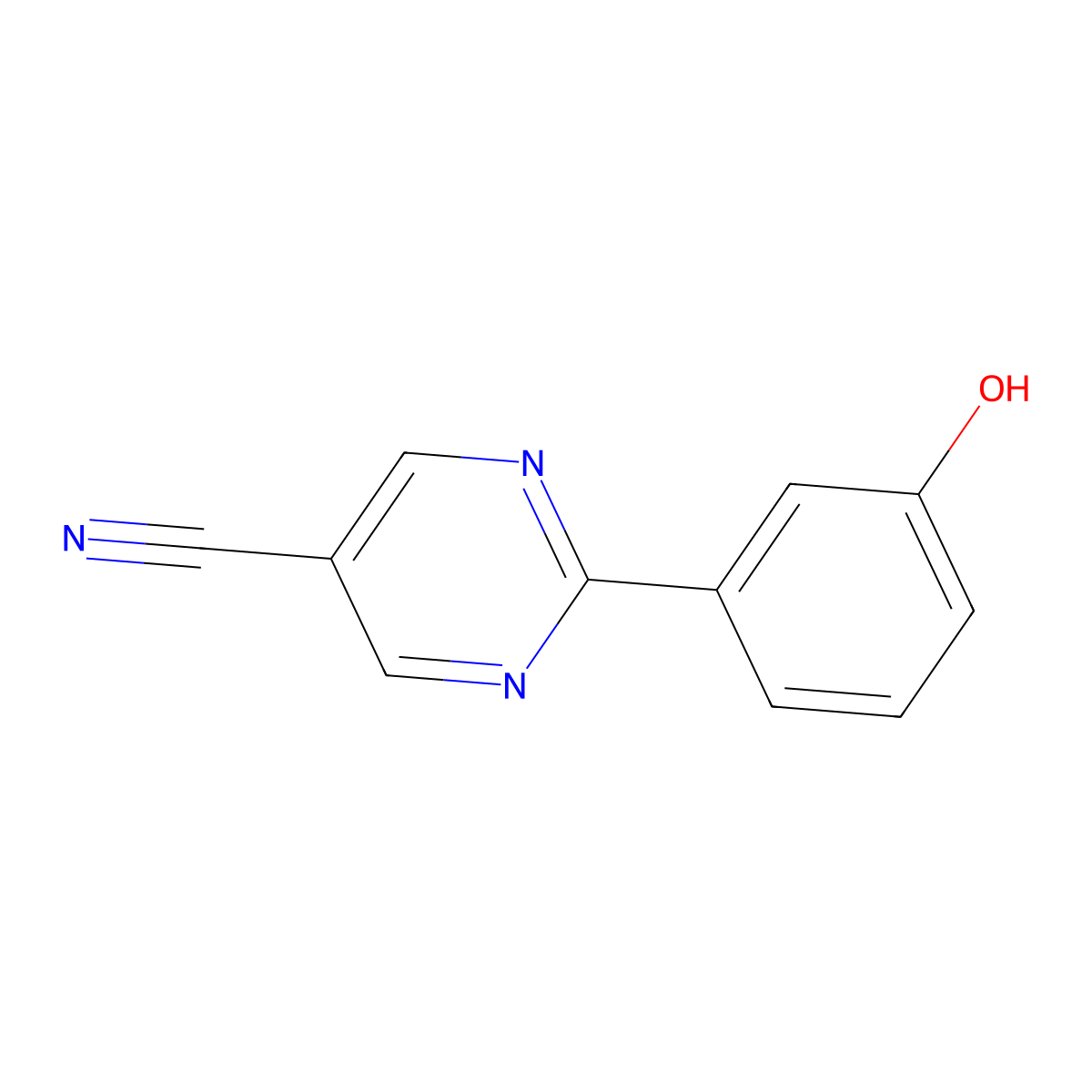 2-(3-Hydroxyphenyl)pyrimidine-5-carbonitrile molecular structure, CAS 1447606-39-4