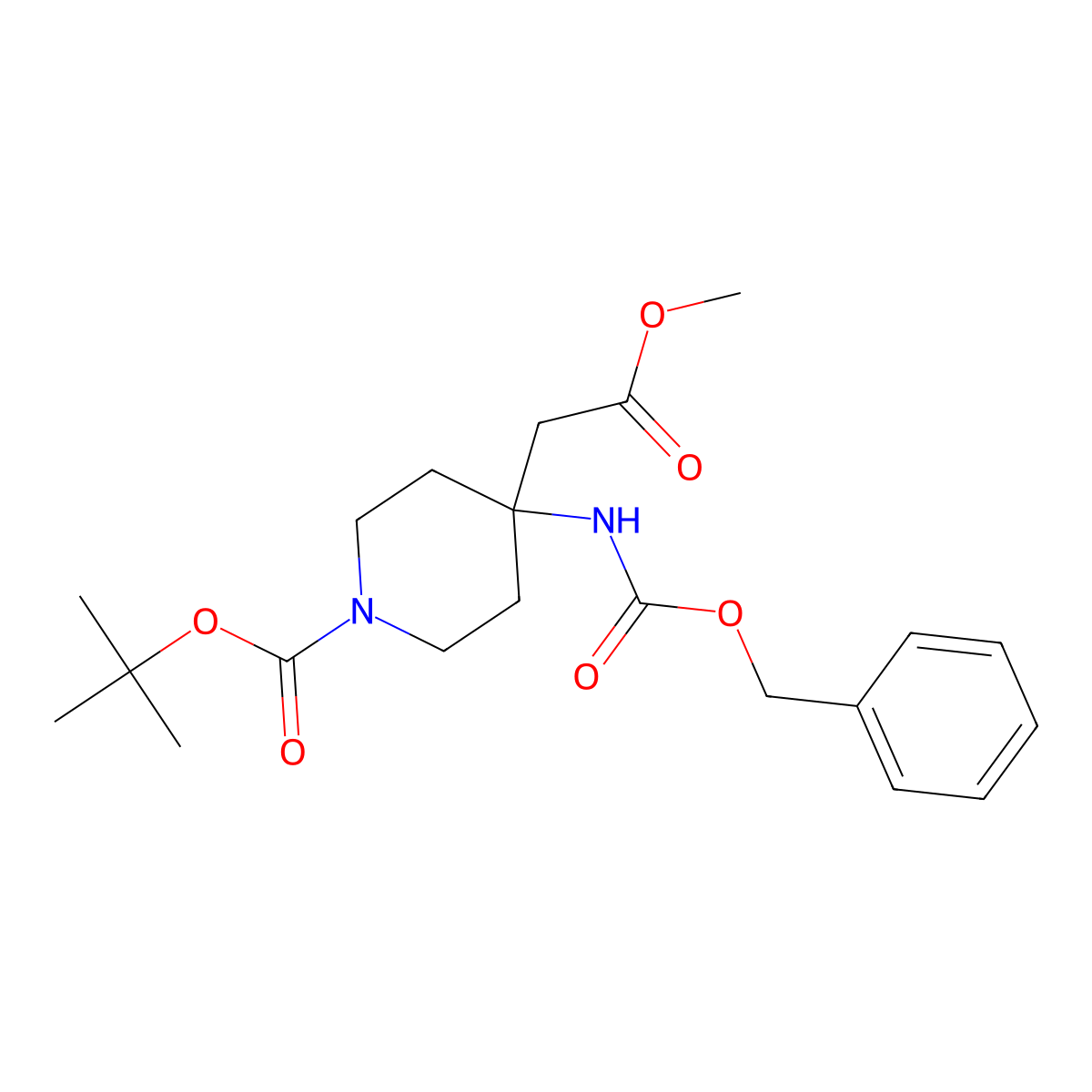 tert-Butyl 4-(((benzyloxy)carbonyl)amino)-4-(2-methoxy-2-oxoethyl)piperidine-1-carboxylate molecular structure, CAS 1447606-52-1