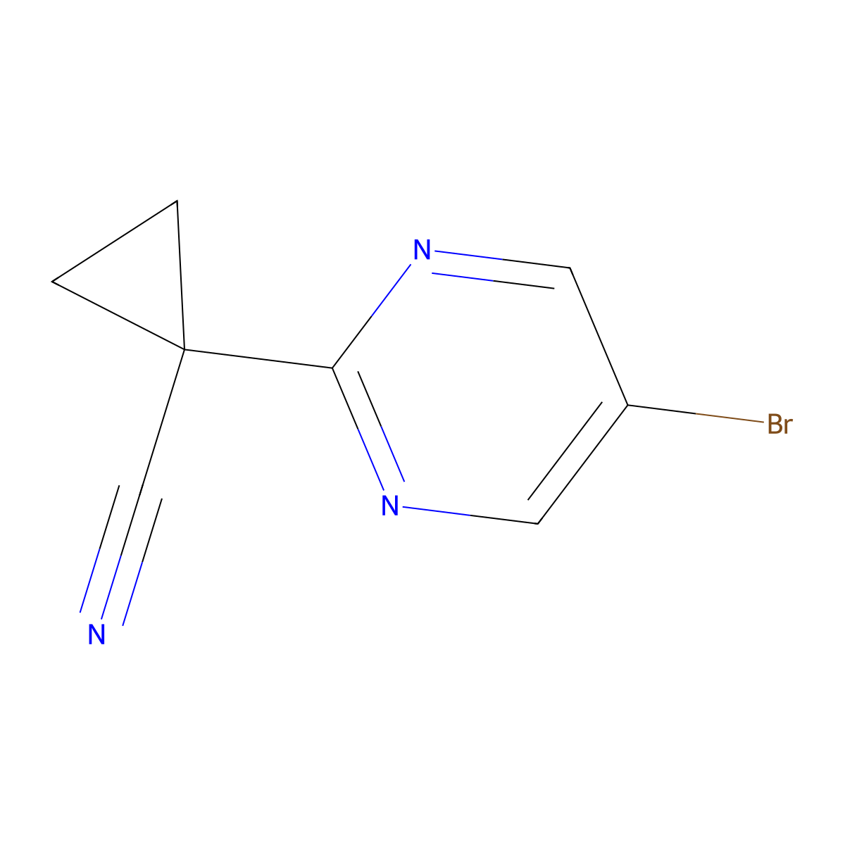 1-(5-Bromopyrimidin-2-YL)cyclopropanecarbonitrile molecular structure, CAS 1447606-53-2