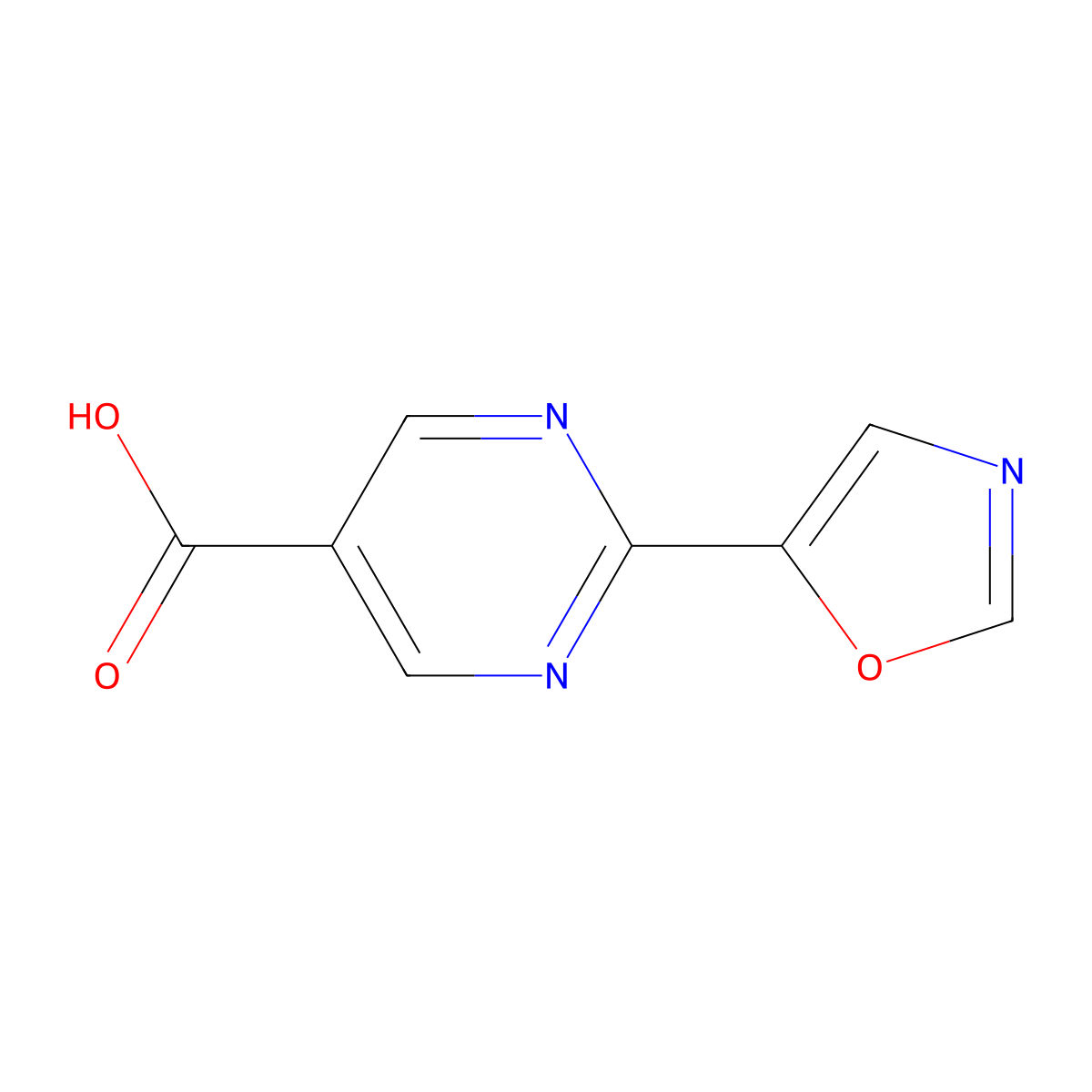 2-(Oxazol-5-YL)pyrimidine-5-carboxylic acid molecular structure, CAS 1447606-56-5